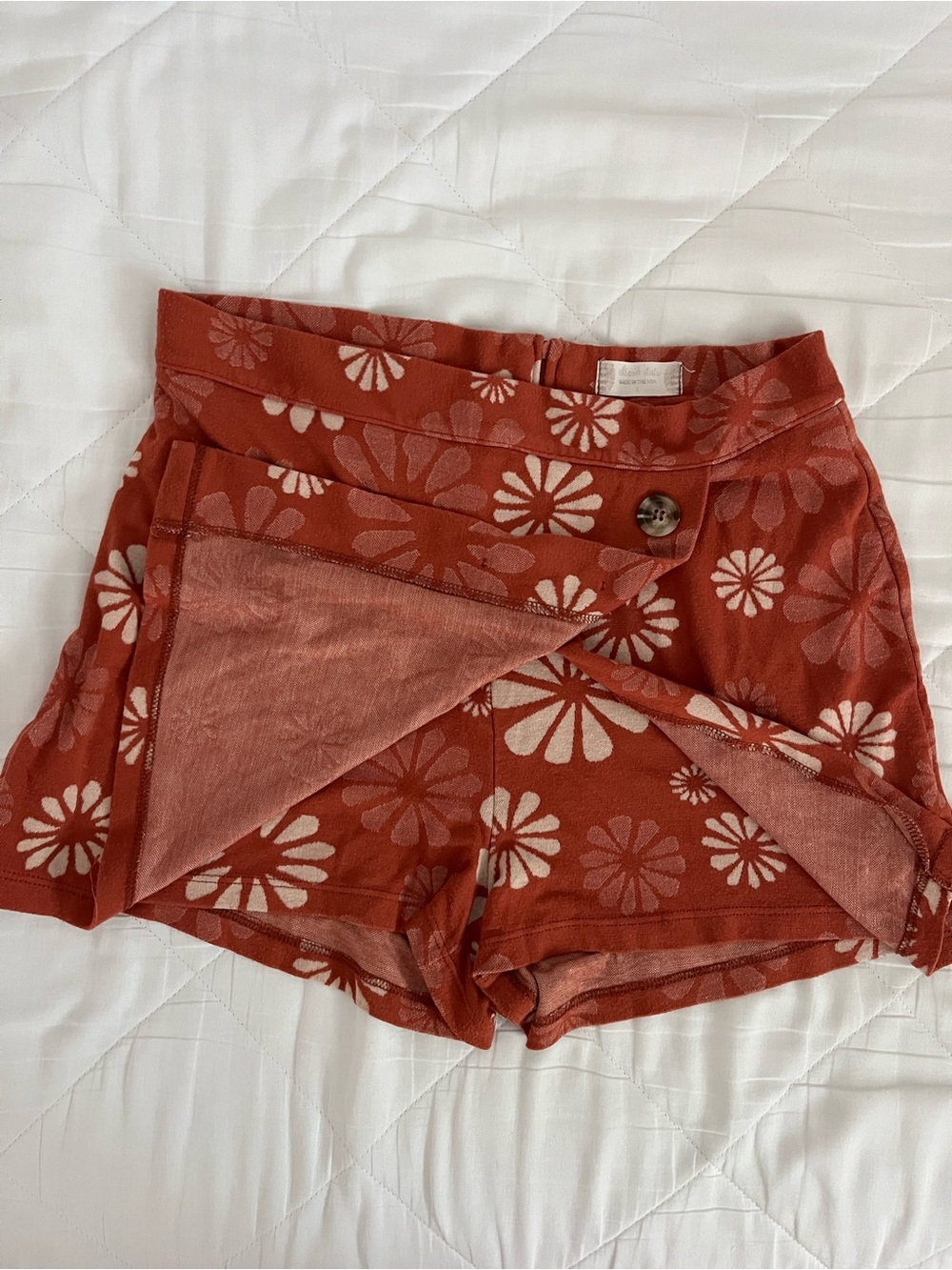 Altar'd State Rust Floral Button Knit Skort with Zipper - Picture 2 of 4